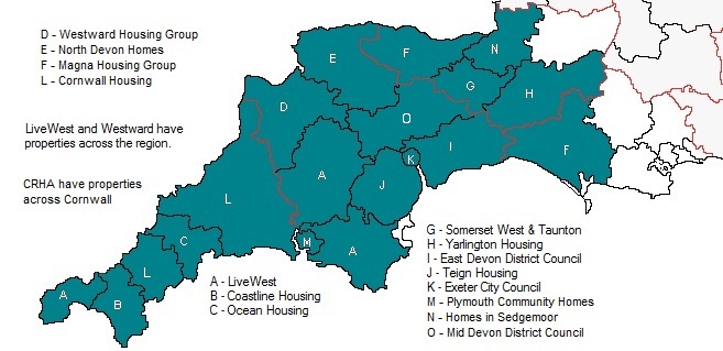 Map of the South West